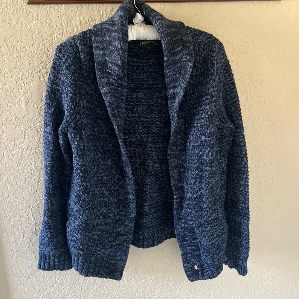Express Blue Men's Cardigan Sweater